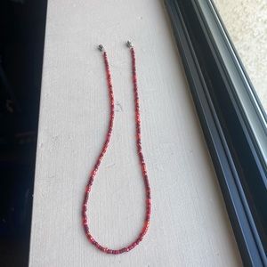 handmade red beaded necklace
